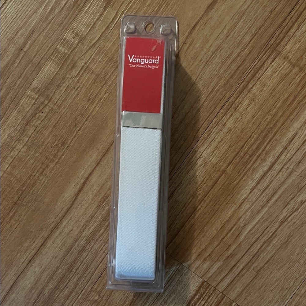 White Cotton Men’s Uniform Belt with Silver Tip - Vanguard - New!!